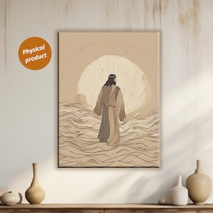 Jesus Walks on Water Canvas Art: Christian Miracle, Faith-Inspired Home Decor
