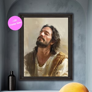 Inspirerend Jezusportret, christelijke kunstprint, opbeurende geloof muurkunst, digitale download