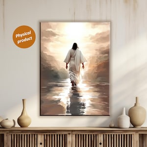Canvas Print, Jesus Walking on Water Painting, Christian Faith Art for Living Room, Religious Wall Decor, Religious Artwork, Jesus Christ