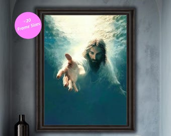 Jesus Reaching Hand Art: Christian Home Decor (Digital Download)