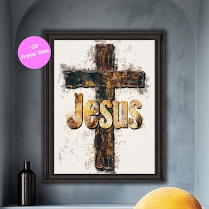 Jesus Cross Digital Print, Inspirational Christian Wall Art, Faith-Based Home Decor, Religious Motivational Poster