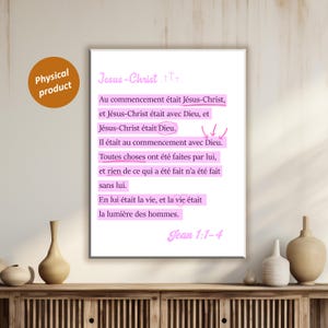 Affiche Chrétienne “Au Commencement Était Jésus-Christ” – Art Biblique Numérique à Télécharger, Citation Foi, Décoration Murale Minimaliste
