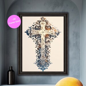 Intricate Cross Digital Art, Christian Wall Decor, Religious Printable Art, Spiritual Home Decor, Digital Download