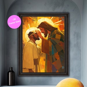 Spiritual Digital Art, Jesus Healing Image, Christian Wall Decor, Bible Verse Art, Religious Downloadable Poster, Faith-Based Artwork