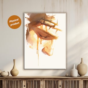 Jesus Christ Crown of Thorns Canvas Wall Art: Religious Easter Decor
