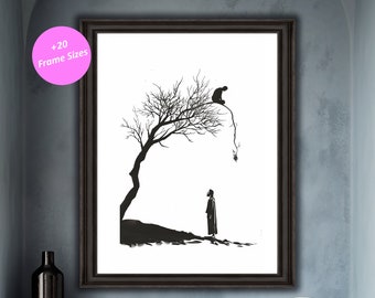 Impresión artística cristiana de la higuera: Escena bíblica de Zaqueo (descarga digital)