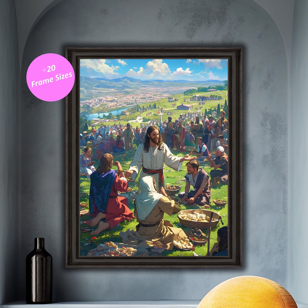 Jesus Feeding the 5000 Wall Art, Christian Digital Download, Biblical ...