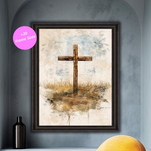 Christian Cross Wall Art Religious Print, Faith-Based Home Decor, Spiritual Digital Download, Christian Artwork