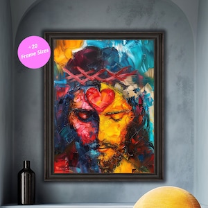 Colorful Jesus Painting: Modern Christian Wall Art (Digital Download)