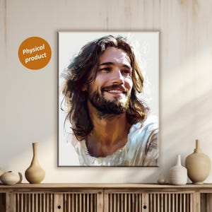 Impresión en lienzo de Jesucristo joven: arte mural cristiano inspirador