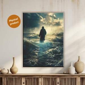 Jesus Christ Walking on Water Canvas Art: Bible Painting