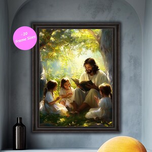 Jesus Reading to Children Art Print: Inspirational Christian Decor (Digital Download)