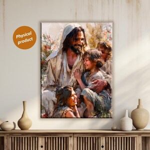 Jesus with Children Canvas Art: Christian Home Decor