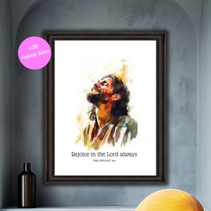 Rejoice in the Lord Always Philippians 4 4 Inspirational Digital Art Christian Wall Decor Bible Verse Print Faith Quote
