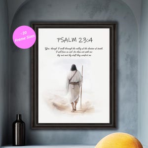 Psalm 23:4 Wall Art, Christian Scripture Print, Inspirational Bible Verse Art, Christian Decoration, Faith-based Artwork, jesus printable