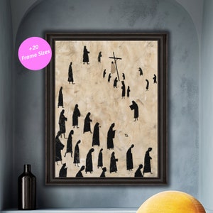 Jesus Carries His Cross Digital Art Print - Minimalist Cross Wall Art - Bible Spiritual Home Decor - Digital Download