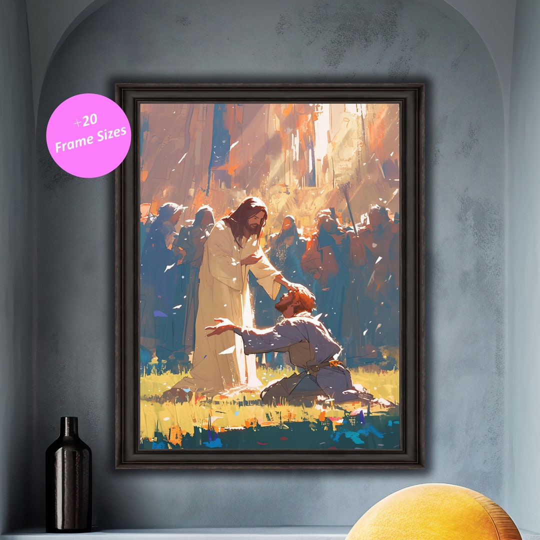 Religious Art Print, Jesus Blessing Man, Spiritual Digital Download ...