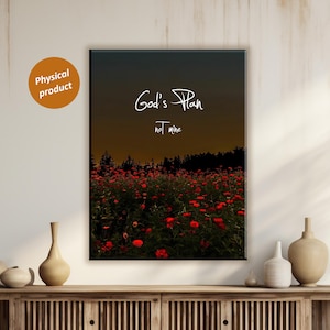 God&#39;s Plan, Not Mine, God&#39;s Will Decor, Christian Art, Matte Stretched 0.75&quot;, Multi-Size, Religious Home Decor, Religious Gift, Faith Art