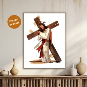 Jesus Carrying Cross Canvas Wall Art: Easter Decor