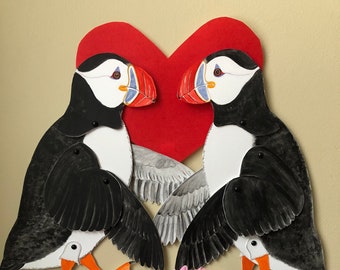 Puffins, articulated figure kit, articulated bird, paper doll, DIY paper doll, wildlife, home decor, wall art, poseable paper doll