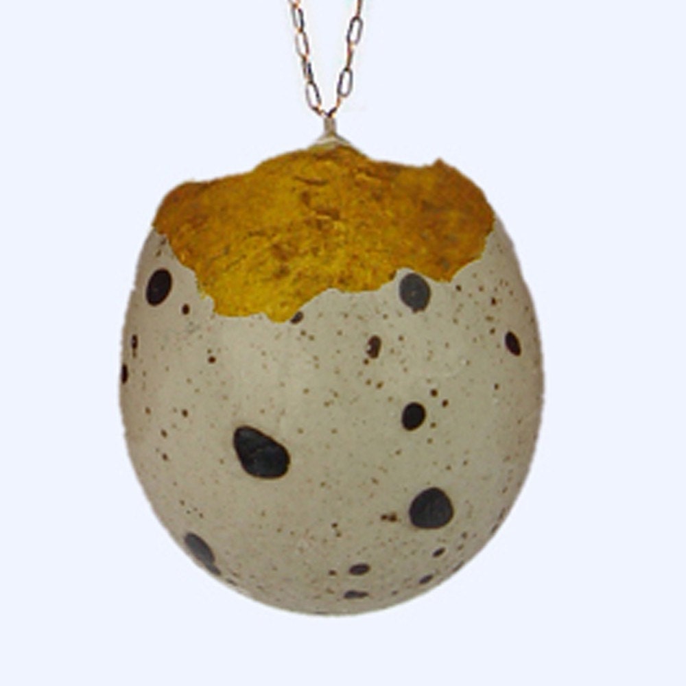GoldLined Quail Egg Necklace Etsy