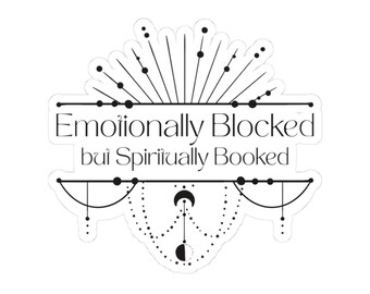 Pegatina "Emocionalmente bloqueado pero espiritualmente reservado": vinilo divertido de brujas para botellas de agua, diarios y altares