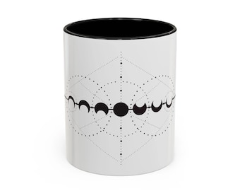 Taza de café con fases lunares geométricas: Decoración de bruja celestial