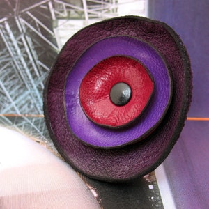 Purple Haze Leather Flower Ring, You Choose the Size, Eco-Friendly Leather, OOAK