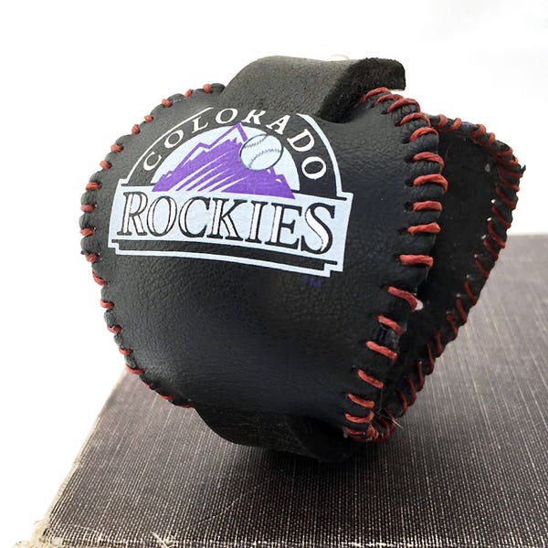 Colorado rocheuses de Baseball en cuir manchette Bracelet bracelet cuir sport unisexe ventilateur réglable USA fait à la main par ceintures OOAK de récupération