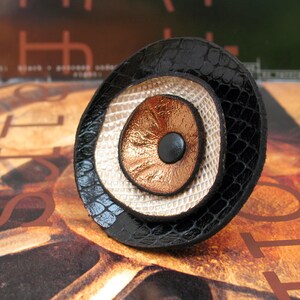 Metallic Leather Flower Ring, You Choose the Size, Eco-Friendly Leather, OOAK