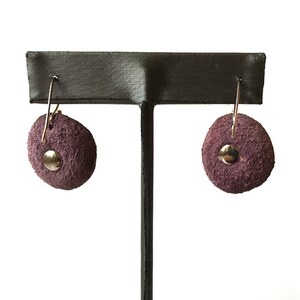 Petite Purple Poppy Flower Leather Earrings, Women, Teen Girl, Eco-Friendly Reclaimed Leather Dangle Drop Earrings, Unique, OOAK image 5