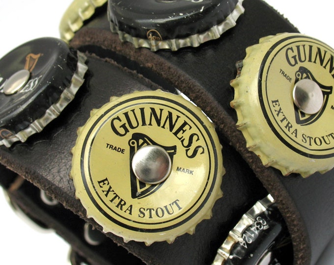Leather Dog Collar With Guinness Brand Bottle Caps Etsy