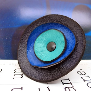 Blue Tone Leather Flower Ring, You Choose the Size, Eco-Friendly Leather, OOAK