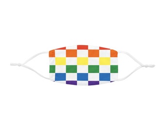 Maschera facciale in poliestere Pride LGBTQ+ a quadretti aderente