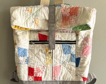 Vintage Quilt Roll Top Range Backpack, One of a Kind