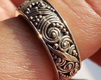 Sterling Silver Statement Ring 925 Whimsical Swirl Art Deco Filigree Size 8 Vintage Ornate Stylized Designer Signed Artisan OOAK Rare
