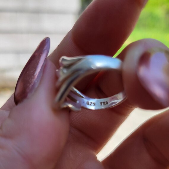 Sterling Silver Statement Ring 925 Wave Artisan S… - image 8