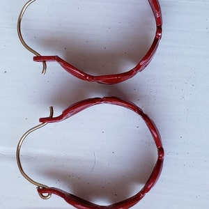 Heart Earrings Red Hoops Enamel Retro Valentine's Day July 4th Independence Day Vintage Pierced Posts Groovy That 70's Show Mid Century image 7