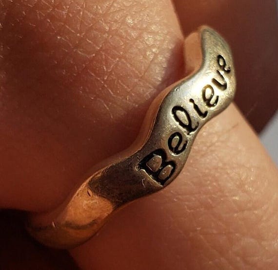 Sterling Silver Ring Believe Statement Vintage St… - image 4