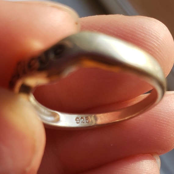 Sterling Silver Ring Believe Statement Vintage St… - image 6