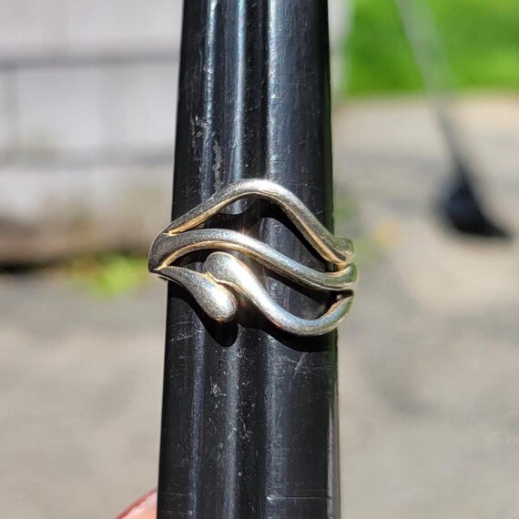Sterling Silver Statement Ring 925 Wave Artisan S… - image 5