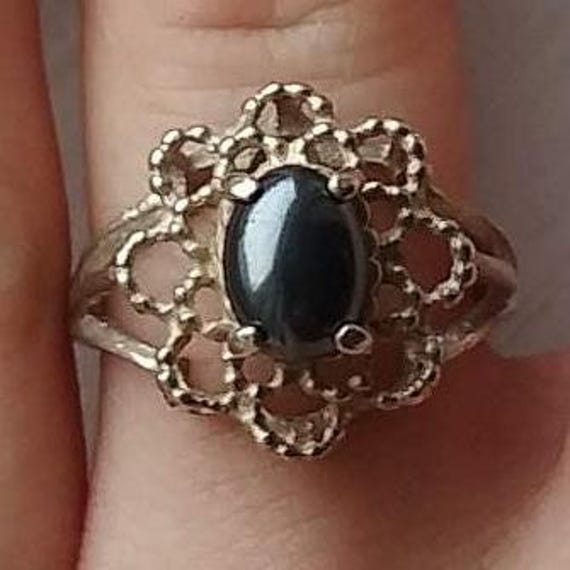 Hematite Ring Sterling Silver Statement Stylized … - image 7