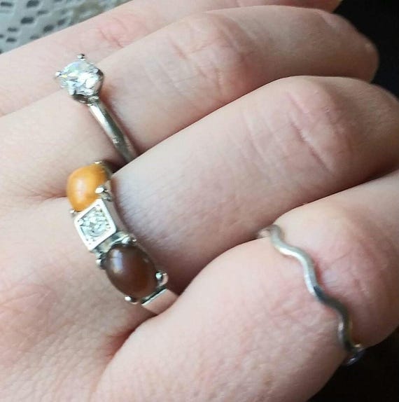 Stacking Rings Statement Cocktail Set 3 Vintage S… - image 1