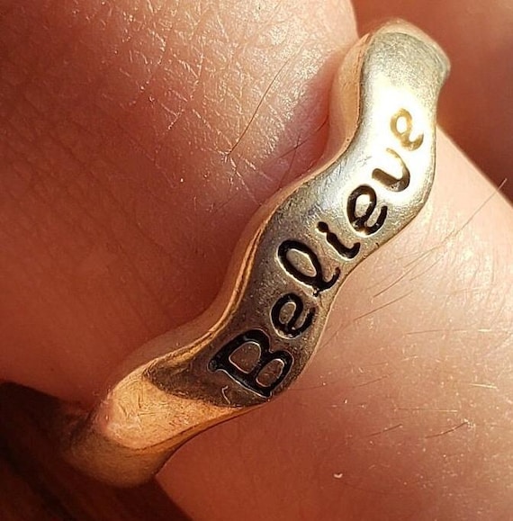 Sterling Silver Ring Believe Statement Vintage St… - image 2