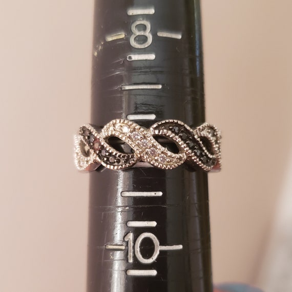 Sterling Silver Ring Statement 925 Crystals Onyx … - image 7