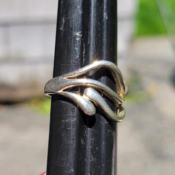 Sterling Silver Statement Ring 925 Wave Artisan S… - image 4