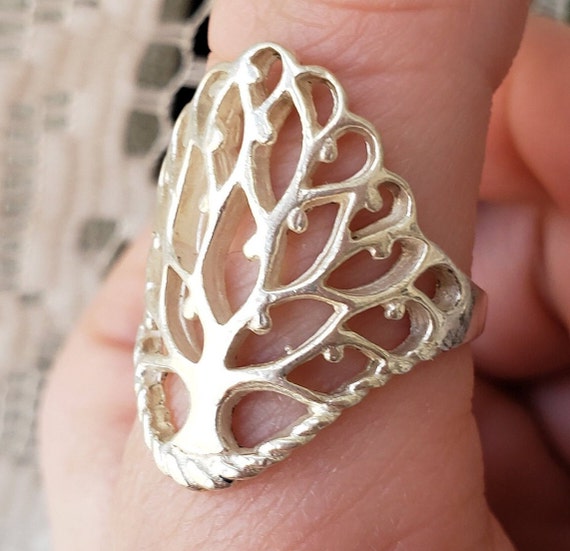 Tree of Life Ring 925 Sterling Silver Statement R… - image 2