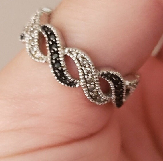 Sterling Silver Ring Statement 925 Crystals Onyx … - image 6