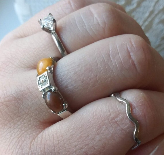 Stacking Rings Statement Cocktail Set 3 Vintage S… - image 2