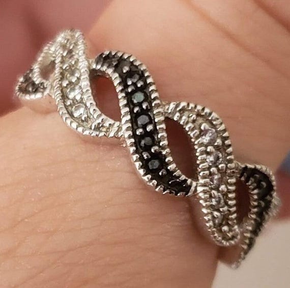 Sterling Silver Ring Statement 925 Crystals Onyx … - image 2